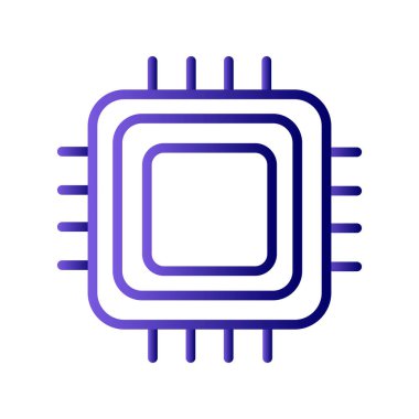 Web ve mobil uygulama tasarımınız, işlemci logosu konseptiniz için beyaz arkaplanda izole edilmiş Cpu simgesi vektörü 