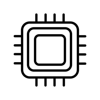 Web ve mobil uygulama tasarımınız, işlemci logosu konseptiniz için beyaz arkaplanda izole edilmiş Cpu simgesi vektörü 