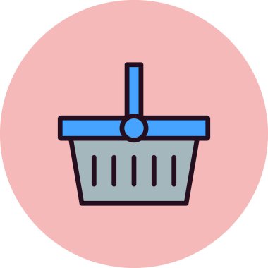 Alışveriş sepeti simgesi, vektör illüstrasyonu