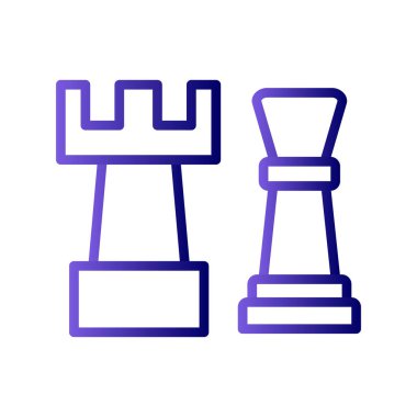 Beyaz arkaplanda izole edilmiş satranç ikonu vektörü, stratejik şeffaf işaret, çizgi ve ana hatlar kavramı