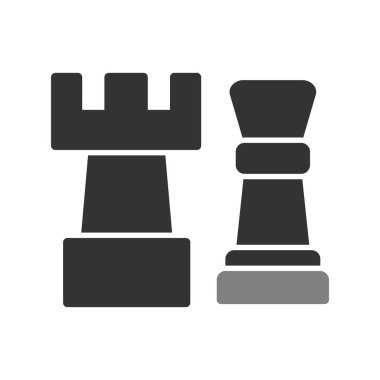 Satranç kalesi simgesi. Web için piyon vektör simgelerinin özet çizimi