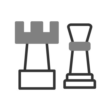 Beyaz arkaplanda izole edilmiş satranç simgesi vektörü, ana hatlarda şeffaf işaret, satır ve doğrusal element tasarımı