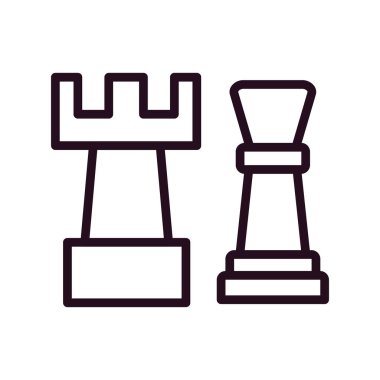 Beyaz arkaplanda izole edilmiş satranç ikonu vektörü, ana hatlarda şeffaf işaret, çizgi ve doğrusal tasarım unsurları stratejisi