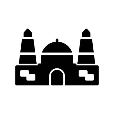 Beyaz arkaplanda izole edilmiş cami simgesi vektörü, din şeffaf işareti