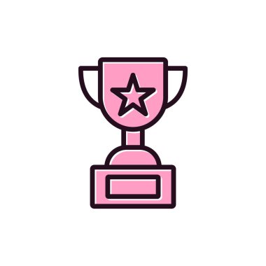 Kupa ikonu vektörü. İnce çizgi işareti. İzole edilmiş kontür sembolü gösterimi