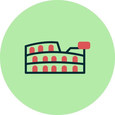 Kolezyum simgesi düz stil. seyahat sembolü çizimi 