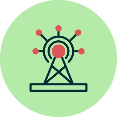 İletişim kulesi simgesi, vektör illüstrasyonu