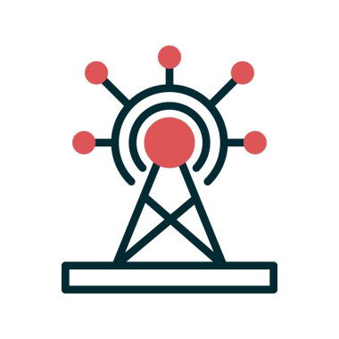 İletişim kulesi simgesi, vektör illüstrasyonu