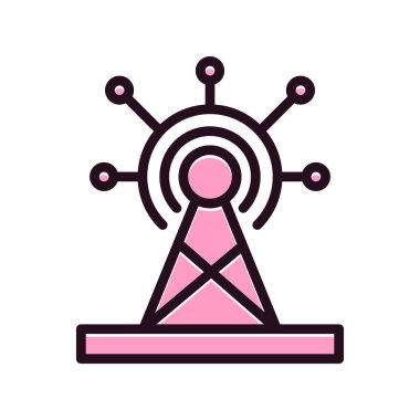 İletişim kulesi simgesi, vektör illüstrasyonu