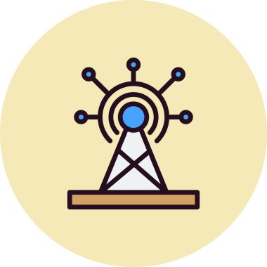 İletişim kulesi simgesi, vektör illüstrasyonu