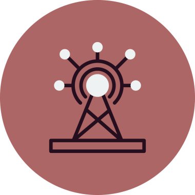 İletişim kulesi simgesi, vektör illüstrasyonu