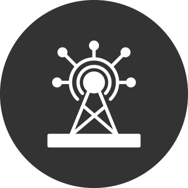 İletişim kulesi simgesi, vektör illüstrasyonu