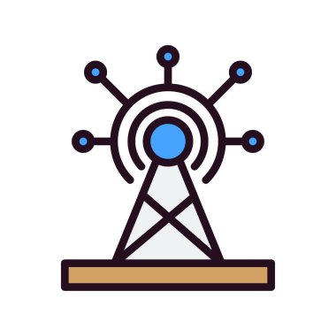 İletişim kulesi simgesi, vektör illüstrasyonu