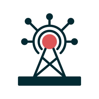 İletişim kulesi simgesi, vektör illüstrasyonu