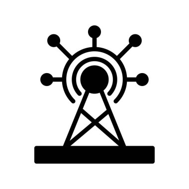 İletişim kulesi simgesi, vektör illüstrasyonu