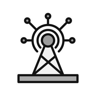 İletişim kulesi simgesi, vektör illüstrasyonu
