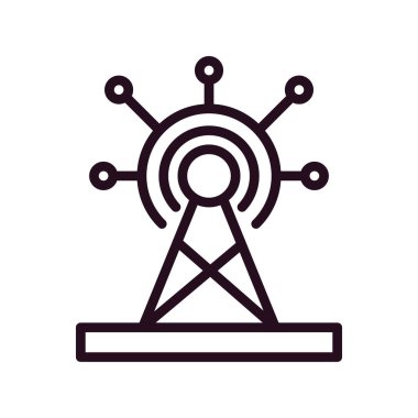 İletişim kulesi simgesi, vektör illüstrasyonu