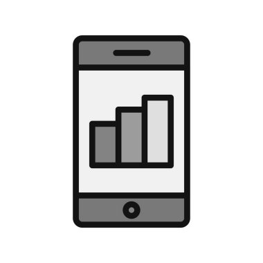 Ağ için beyaz arkaplanda akıllı telefon vektörü izole edilmiş büyüme simgesi 