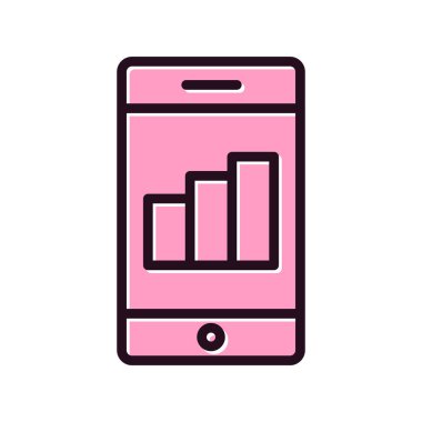 Ağ için beyaz arkaplanda akıllı telefon vektörü izole edilmiş büyüme simgesi 