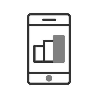 Ağ için beyaz arkaplanda akıllı telefon vektörü izole edilmiş büyüme simgesi 