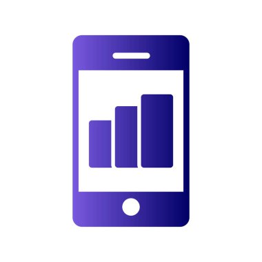 Ağ için beyaz arkaplanda akıllı telefon vektörü izole edilmiş büyüme simgesi 