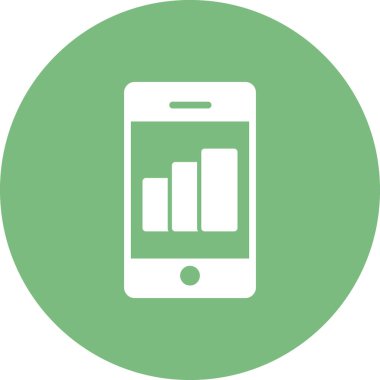 Ağ için beyaz arkaplanda akıllı telefon vektörü izole edilmiş büyüme simgesi 