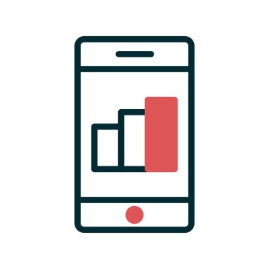 Ağ için beyaz arkaplanda akıllı telefon vektörü izole edilmiş büyüme simgesi 