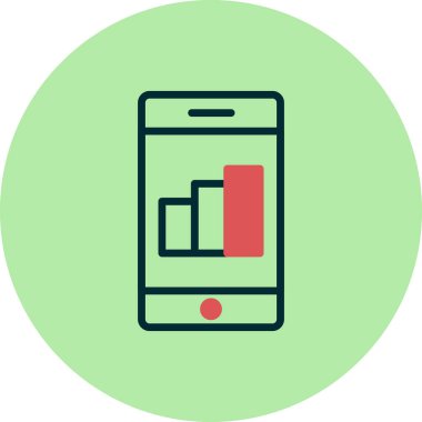 Ağ için beyaz arkaplanda akıllı telefon vektörü izole edilmiş büyüme simgesi 