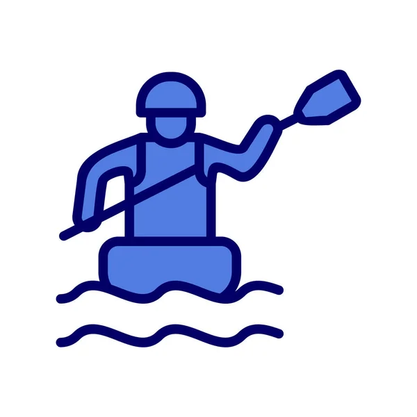 Rafting Man Ikon Web Ikon Egyszerű Illusztráció — Stock Vector