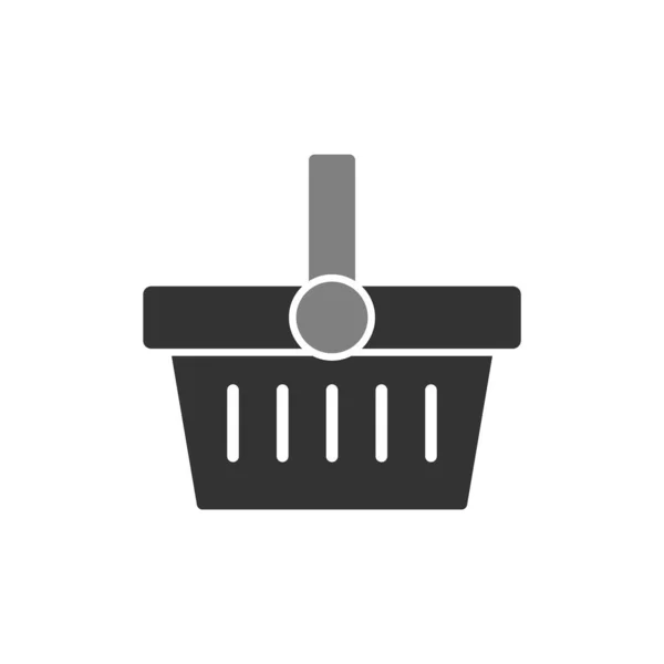 Shopping Basket Icon Black Filled Long Shadow Vector Illustration Isolated — 스톡 벡터