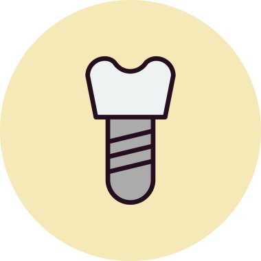 diş implantı simgesi, vektör illüstrasyonu