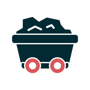 Kömür madeni ikonu. Web için maden arabası vektör simgelerinin özet çizimi 