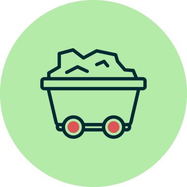 Kömür madeni ikonu. Web için maden arabası vektör simgelerinin özet çizimi 