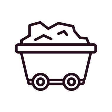 Kömür madeni ikonu. Web için maden arabası vektör simgelerinin özet çizimi 