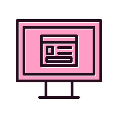 Bilgisayar ekranında web sayfası, basit vektör illüstrasyonu