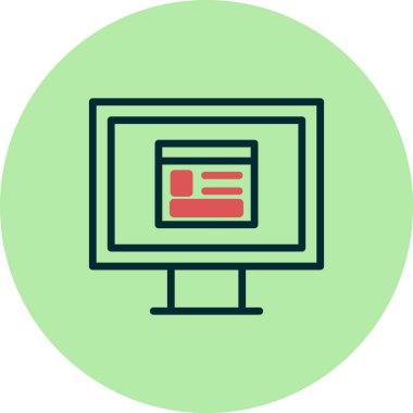 Bilgisayar ekranında web sayfası, basit vektör illüstrasyonu