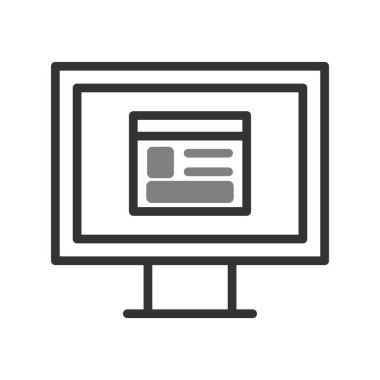 Bilgisayar ekranında web sayfası, basit vektör illüstrasyonu