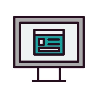 Bilgisayar ekranında web sayfası, basit vektör illüstrasyonu