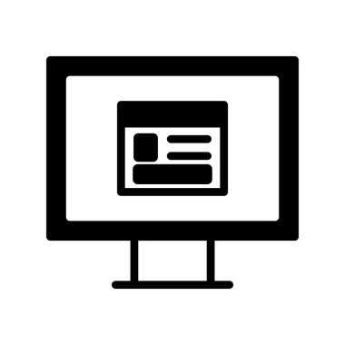 Bilgisayar ekranında web sayfası, basit vektör illüstrasyonu