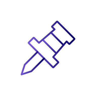 vector illustration of single thin line icon of push pin