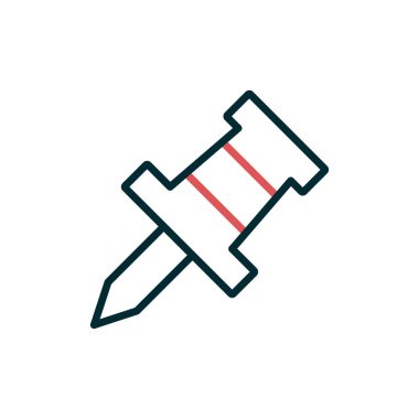 Beyaz arkaplanda izole edilmiş pin simgesi vektörüne bas, silgi şeffaf işareti