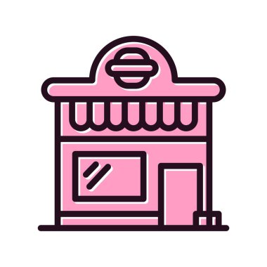 Dükkan ikonu vektörü. İnce çizgi işareti. izole edilmiş sınır sembolü çizimi