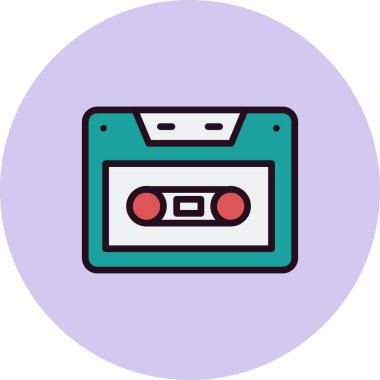 ses kasedi simgesi, karışık kasetin vektör illüstrasyonu 