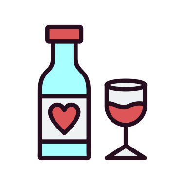 şarap şişesi kalp vektör çizim tasarımı