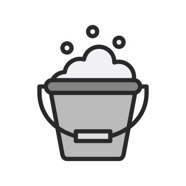 Temizleme kovası simgesi, vektör illüstrasyonu