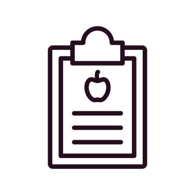 Diyet Raporu simgesi, vektör illüstrasyonu