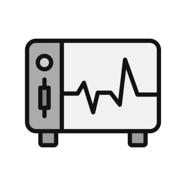 Ecg monitör simgesi, vektör illüstrasyonu