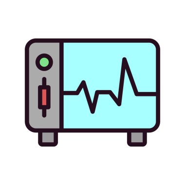 Ecg monitör simgesi, vektör illüstrasyonu