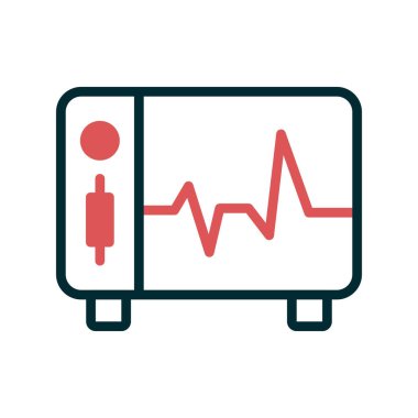 Ecg monitör simgesi, vektör illüstrasyonu