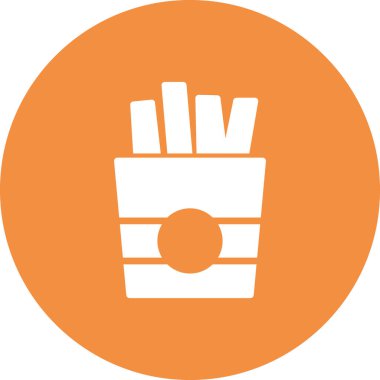 Beyaz arka planda izole edilmiş patates kızartması ikonu. yiyecek sembolü vektör illüstrasyonu.